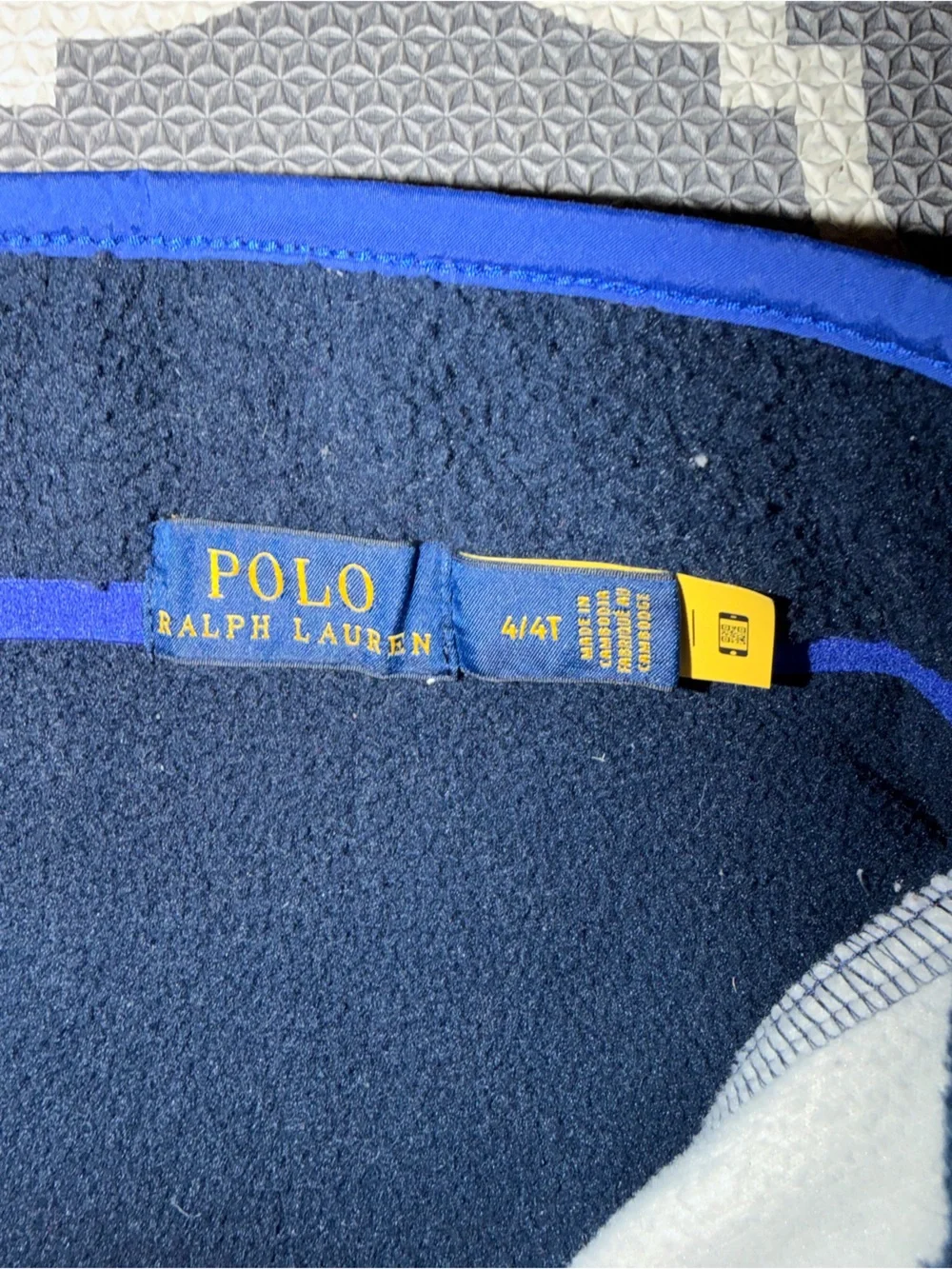 Ralph Lauren Kids Navy and White Fleece Quarter zip sweater